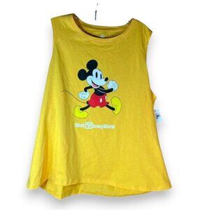Disney Parks Mickey Mouse Tank Top 1X Yellow NWT Walt Disney World Graphic Shirt